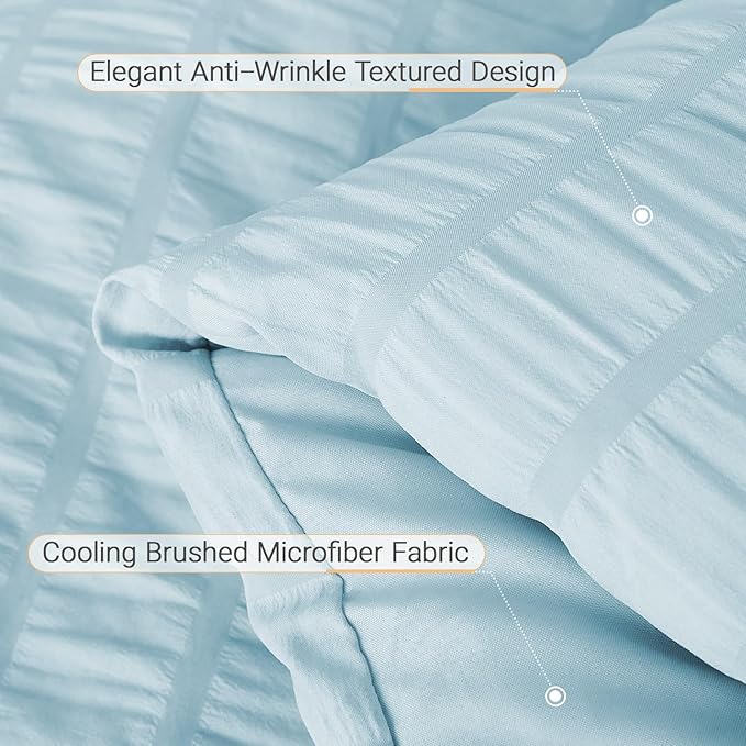 MUXHOMO 7 Pieces California King Comforter Set, Seersucker Bed in a Bag Cal - Image 6