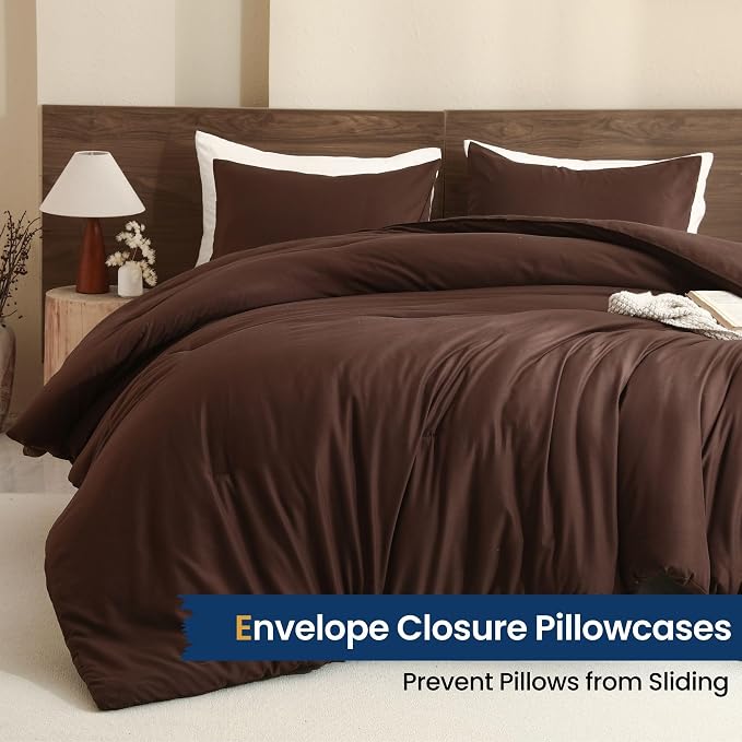 Paxrac Brown Oversized King Comforter Set 120x98In, 3 Pieces Comforter Set - Image 5