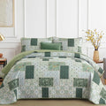 Xruibed Patchwork Quilt Set King Size 3 Pieces Plaid Floral Bedspread Coverlet by Xruibed