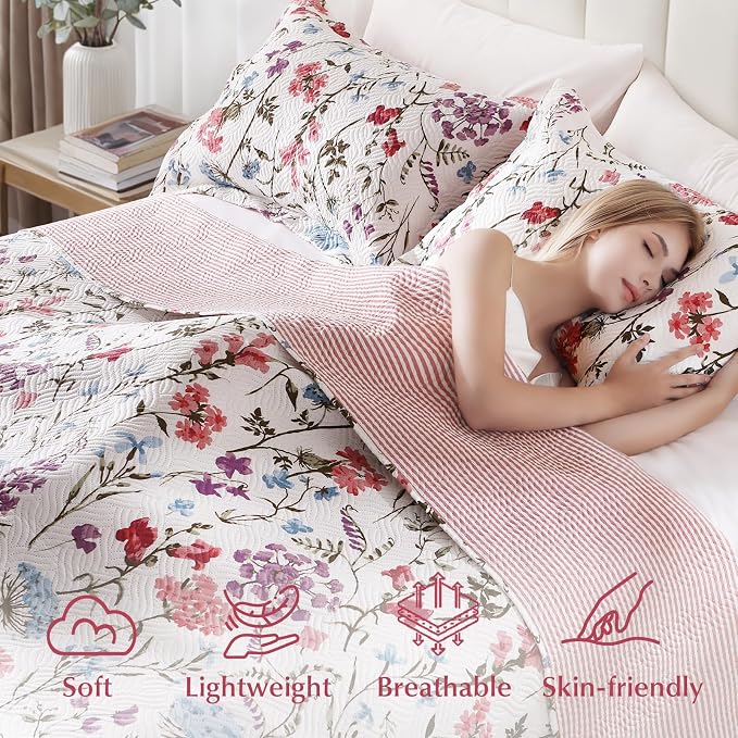 GOONE XL King Quilt Set 106"x96", Lightweight Spring & Summer Quilt Set - Image 5