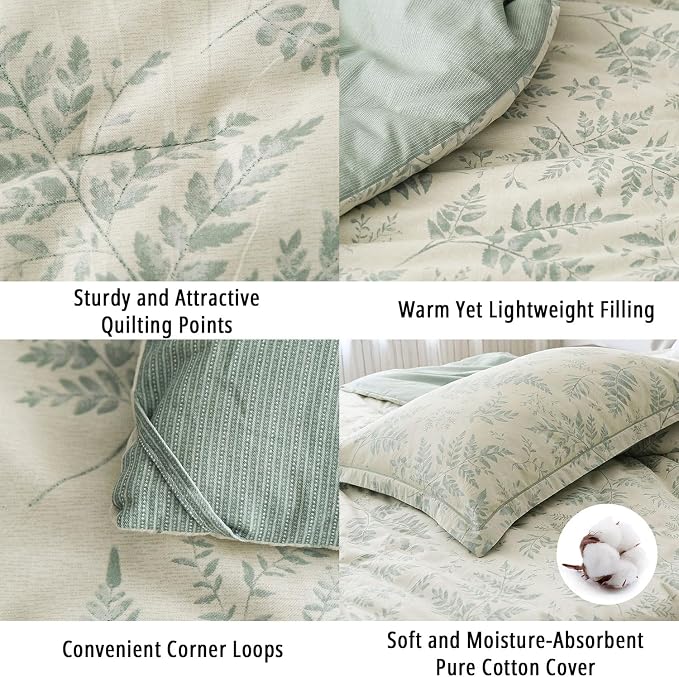 LEMIROE Botanical Cotton Comforter Queen Size - Image 5