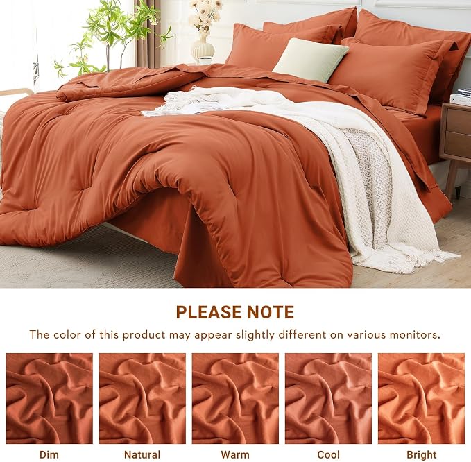 MUXHOMO 7 Pieces King Comforter Set, Soft Bed in a Bag King Size, All Season - Image 5