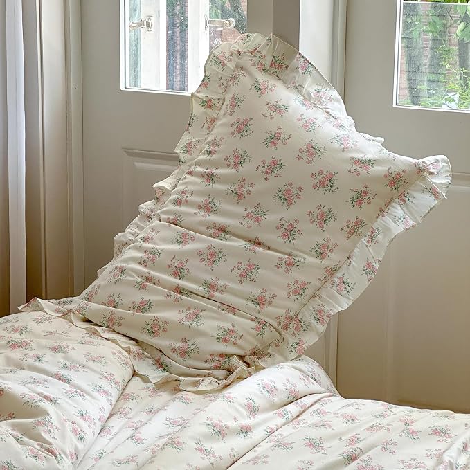 mixinni Pink Floral Duvet Cover Set Full Size - Image 6