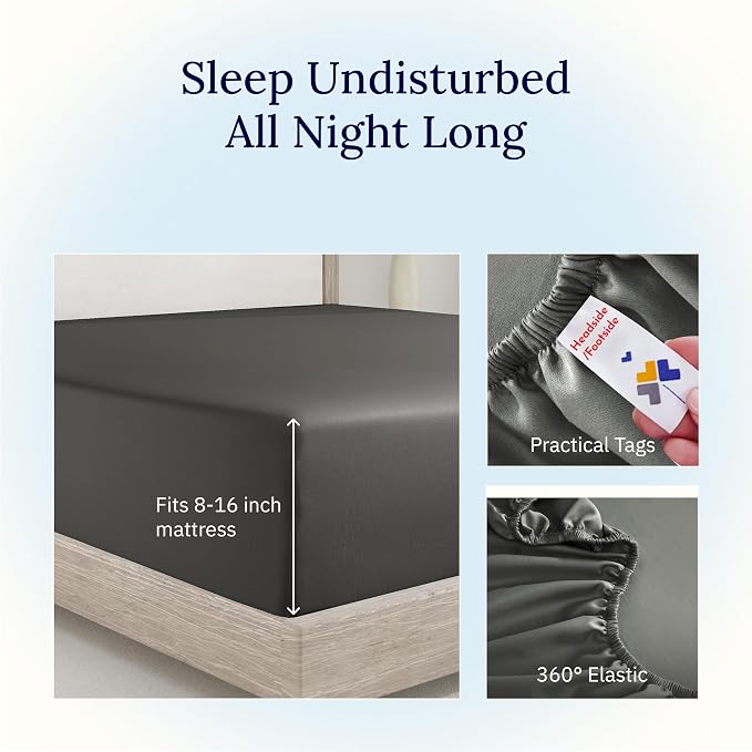 California Design Den Deep Pocket Fitted Sheet Only, Soft 400 Thread Count 100% - Image 5