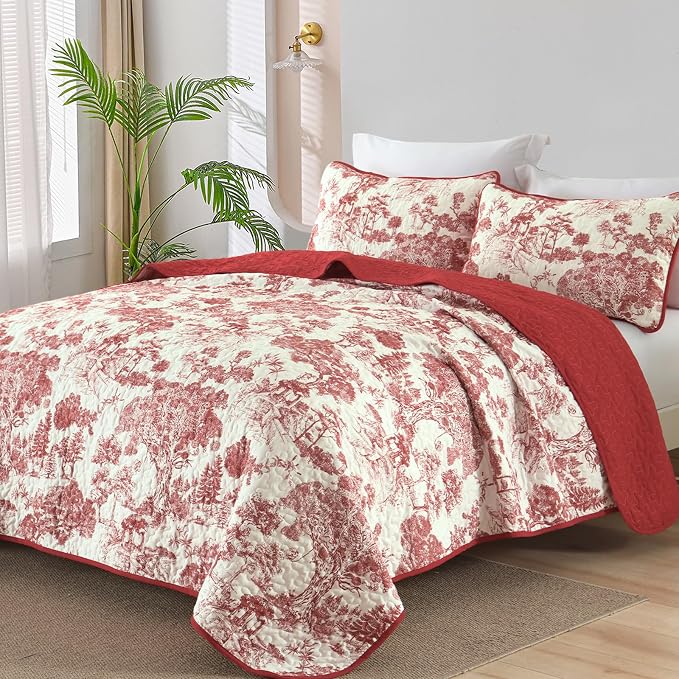 WONGS BEDDING Botanical Quilt Set Queen Size by WONGSBEDDING
