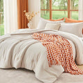 MUXHOMO Queen Size Comforter Set Beige, 3 Piece Solid Bedding by MUXHOMO