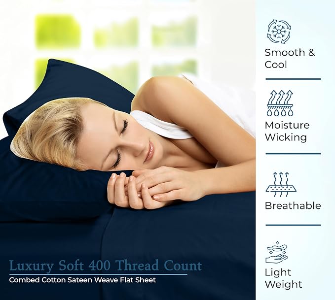 Royale Linens 400 Thread Count 100% American Grown Cotton Flat Sheet - Image 5