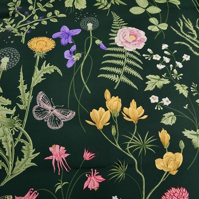 Yiran Floral Full Size Comforter Set, 7 Piece Dark Green Comforter Bedding Set - Image 4