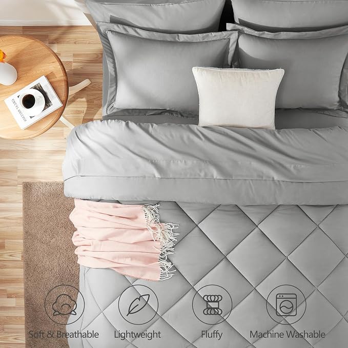 CozyLux Full Size Comforter Sets Light Grey - Image 2