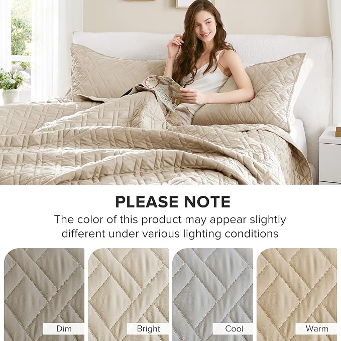 Comfort Spaces King Quilt Set Modern Reversible Diamond Coverlet King Bedding - Image 8