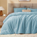 BEDELITE Fleece Full Comforter Set -Super Soft & Warm Fluffy Light Blue Bedding by BEDELITE