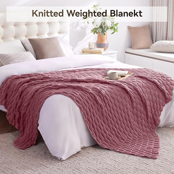 Knitted Weighted Blanket for Adult, No Beads Heavy Blanket 50” x 60'' 10lbs - Image 6