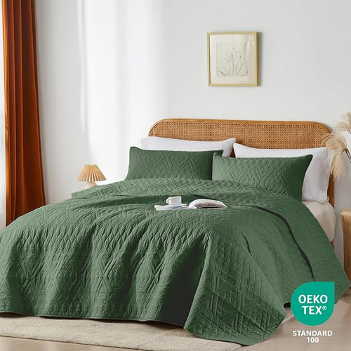 akkialla Twin Size Quilt Bedding Set, Modern Style Geoetric Pattern Coverlet Set - Image 2