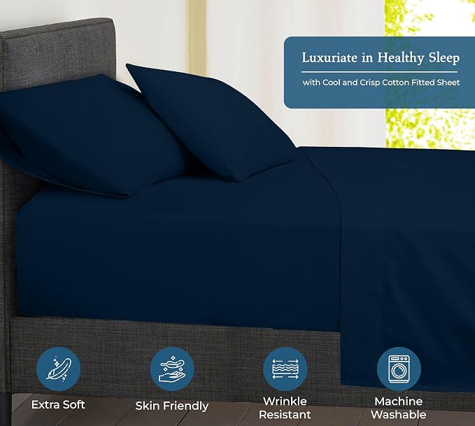 Royale Linen 400 Thread Count 100% American Grown Cotton Fitted Sheet Twin Size - Image 3