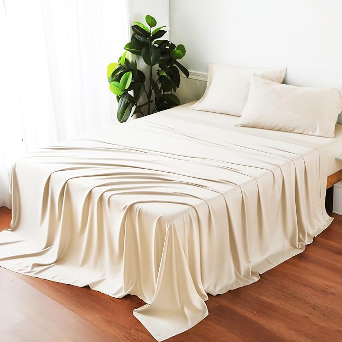 Bamboo Viscose Flat Sheets Only, 400 Thread Count Sateen Weave Cal King Size - Image 8