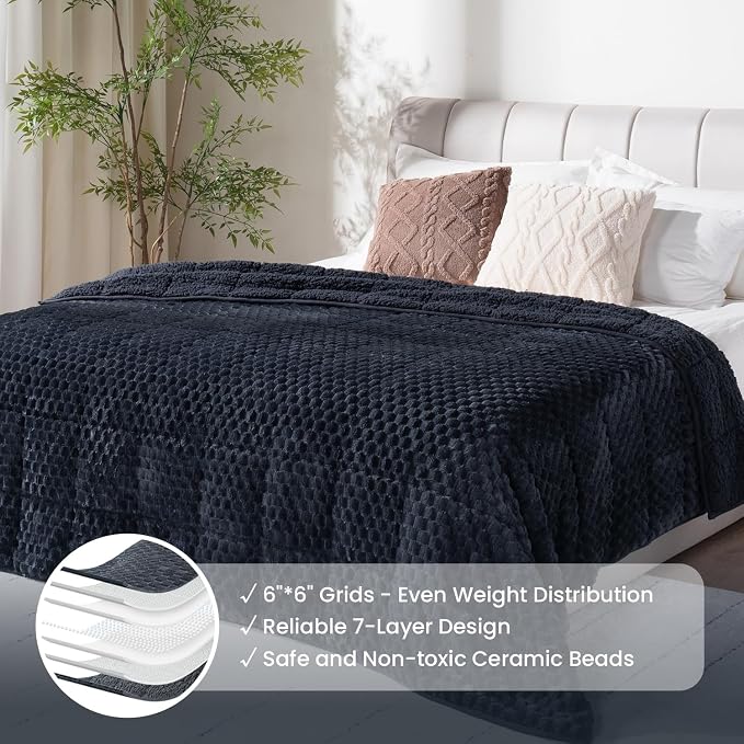 Drewin 15lbs Weighted Blanket for Adults, Ultra-Cozy Warm Jacquard Sherpa - Image 4