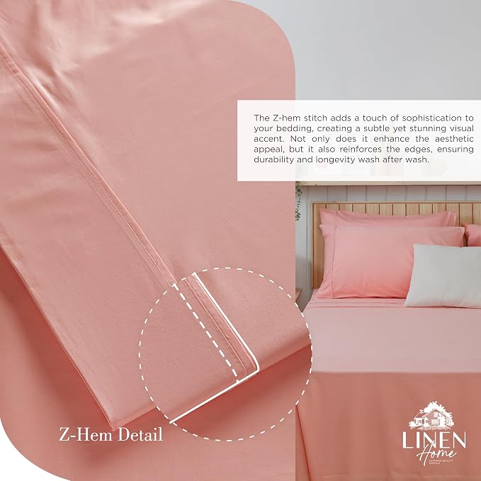 Linen Home 100% Cotton Percale Sheets Twin Size, English Rose, Deep Pocket - Image 3