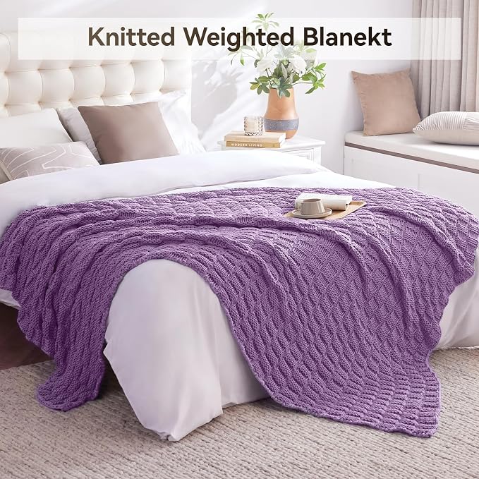 Knitted Weighted Blanket for Adult, No Beads Heavy Blanket 48” x 72'' 10lbs - Image 6