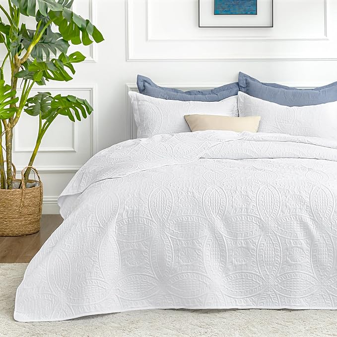 Love's cabin Quilts for Full Bed White Bedspreads Bedding Set by Lovescabin
