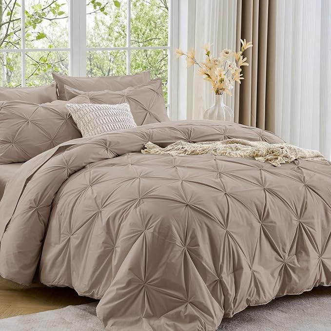 Sasttie Twin Comforter Set, 5-Piece Bed in a Bag, Pintuck Bedding Sets by SASTTIE