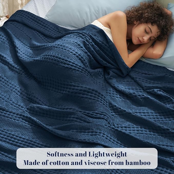 PHF Cooling Waffle Blanket Queen Size, Lightweight 60% Rayon from Bamboo & 40% - Image 2