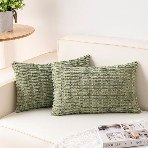 Aegero Pack of 2 Corduroy Decorative Throw Pillow Covers 12x20 InchSoft Boho by Unknown