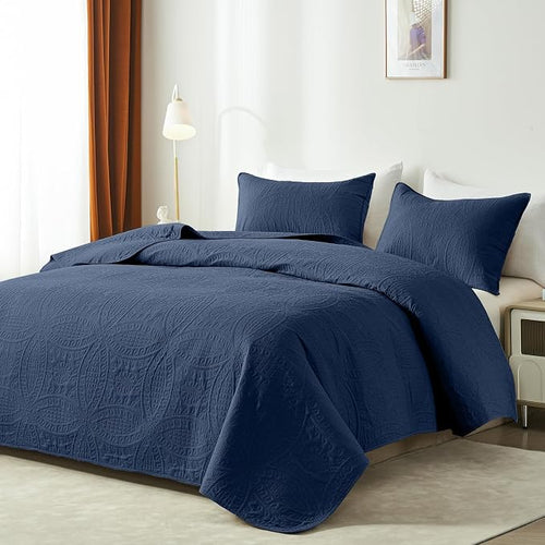 akkialla Navy Twin Quilt Set, Ultrasonic Lightweight Bedspread Coverlet - Image 2
