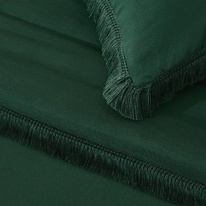 Andency Oversized King Size Comforter Set Dark Green 128x120, 3 Pieces Boho - Image 7