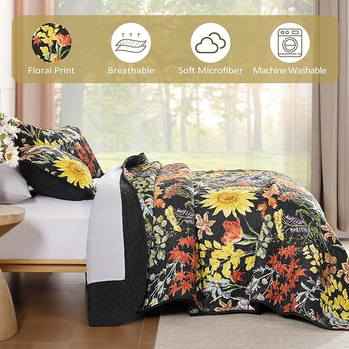 Yiran Quilt King Size, 3 Pieces Spring Summer Soft Lightweight Microfiber - Image 6