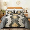 Dintszyayue Boho Quilt Set King Size, 3 Pieces Texture Southwestern Gray by Dintszyayue