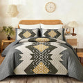 Dintszyayue Grey Boho Quilt Set Queen, Aztec Western Quilt Bedspread Set by Dintszyayue