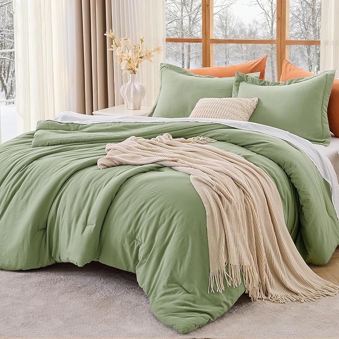 MUXHOMO Green Full Comforter Sets, All Season Ultra Soft Down Alternative by MUXHOMO