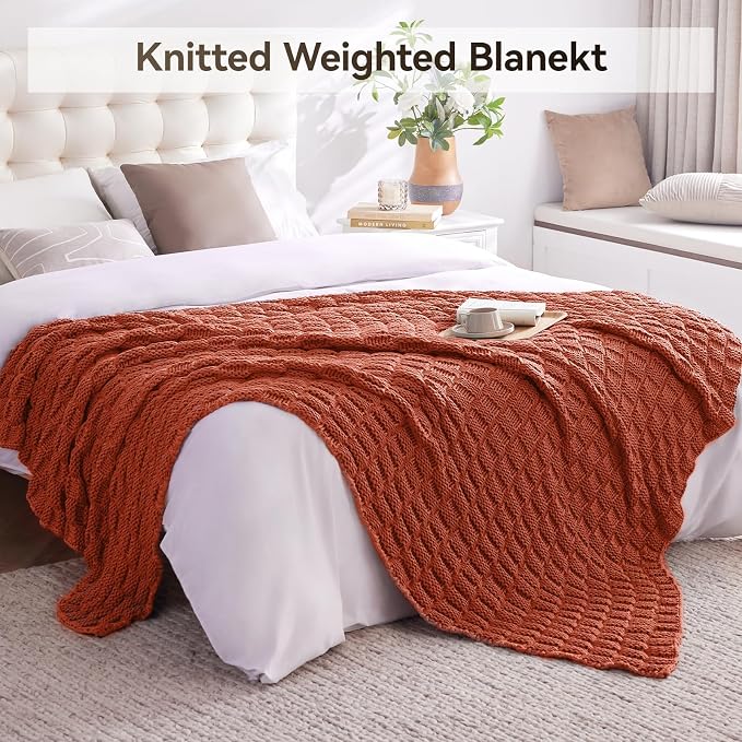 Knitted Weighted Blanket for Adult, No Beads Heavy Blanket 50” x 60'' 10lbs - Image 6