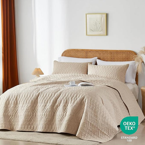akkialla King/Cal King Size Quilt Bedding Set, Modern Style Geometric Pattern - Image 2