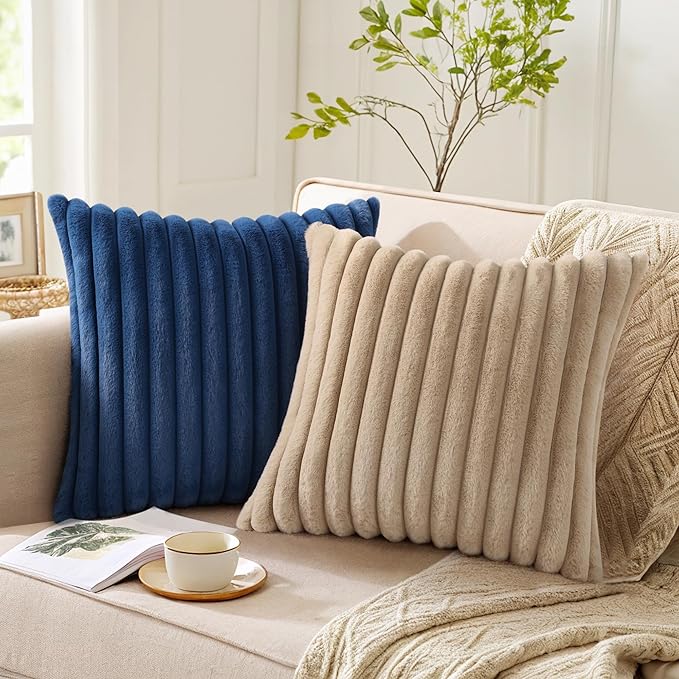 Pallene Faux Fur Plush Throw Pillow Covers 24x24 Set of 2, Luxury Soft Fluffy - Image 5