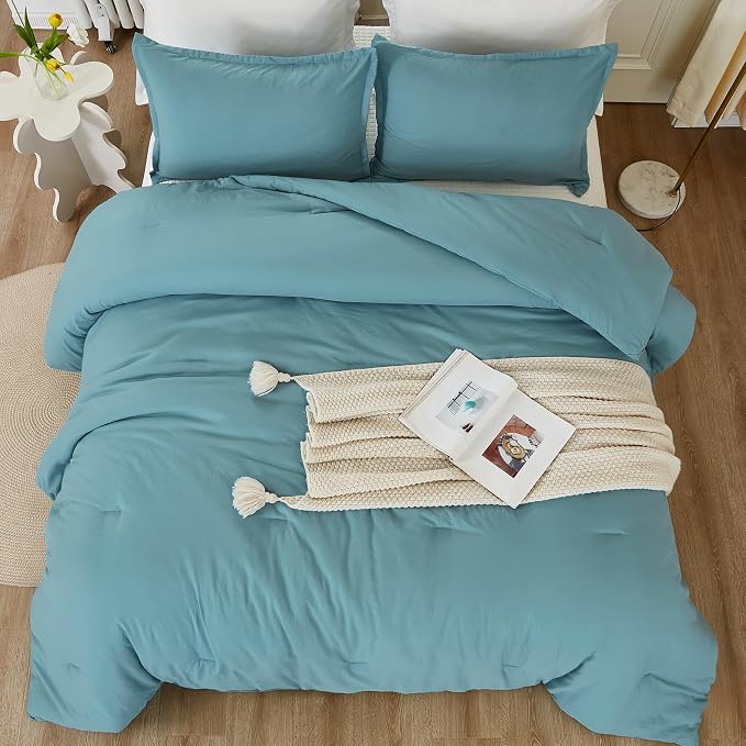 Litanika Oversized King Comforters Grayish Teal Super King Size, 3 Pieces - Image 4