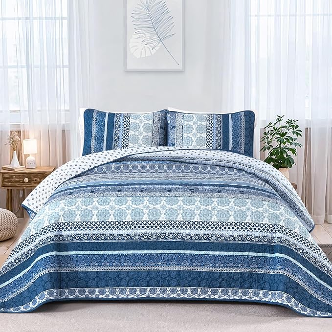 WONGS BEDDING Boho Quilt Set Twin Size, Lightweight Bedspread Coverlet Bedding by WONGSBEDDING