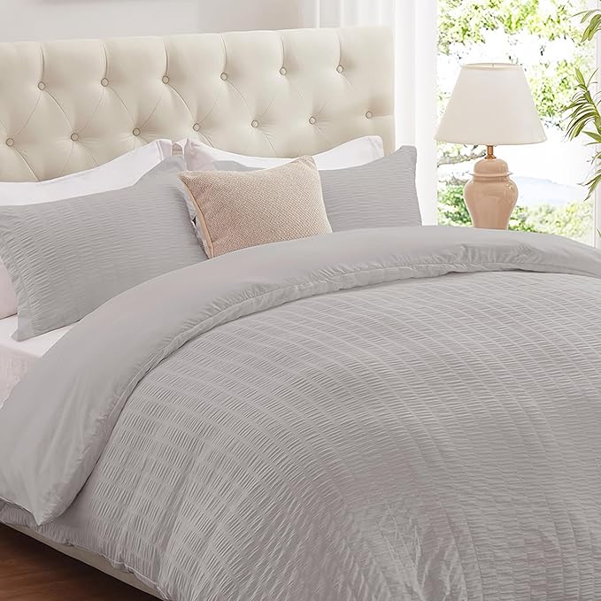 Cozyide Light Grey Duvet Cover Full Size, 3 Pieces Bedding Duvet Covers by cozyide