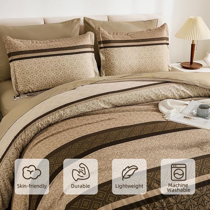 WONGS BEDDING 7 Pieces Comforter Set Queen Size, Minimalist Geometric Soft - Image 5