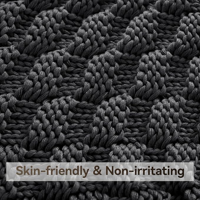 Knitted Weighted Blanket for Adult, No Beads Heavy Blanket 60” x 80'' 12lbs - Image 4