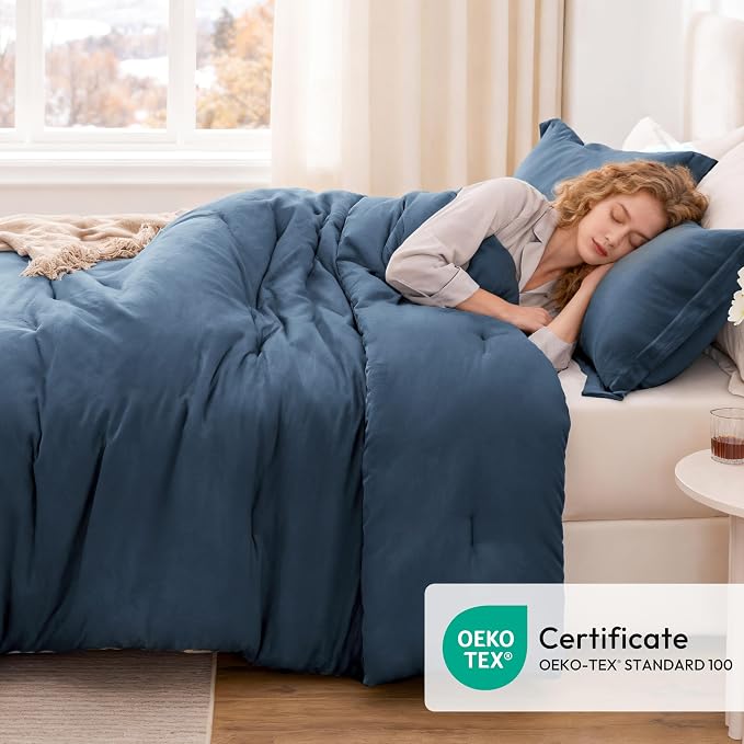 Love's cabin Navy Blue Twin/Twin XL Comforter Set, 2-Piece Prewashed Bed Set - Image 5