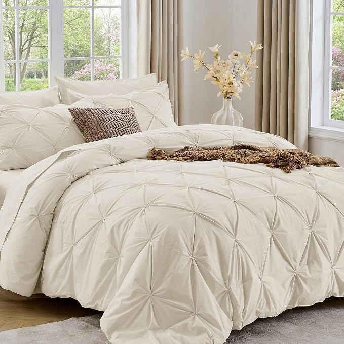 Sasttie King Size Comforter Set, 7-Piece Bed in a Bag, Pintuck Bedding Set by SASTTIE