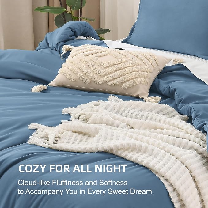 Litanika Comforters Full Size Ocean Blue, 3 Pieces Lightweight Solid Bedding - Image 7
