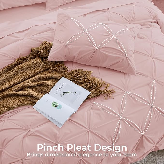 Sasttie Twin XL Comforter Set, 5-Piece Bed in a Bag, Pintuck Bedding Sets - Image 4