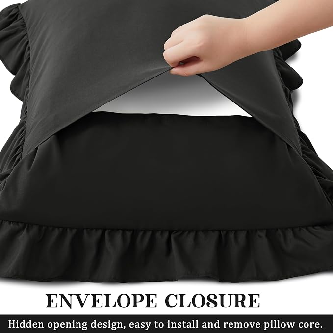 KKJIAF Ruffle Pillow Cases Standard Size Set of 2, Ruffled Pillow Covers - Image 5