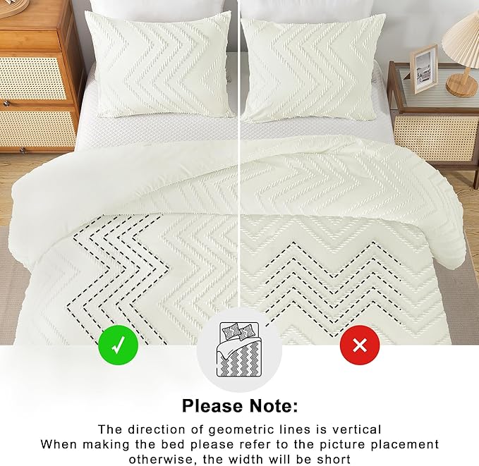 Andency Ivory Oversized Super King Comforter Set, Boho Soft Warm Tufted Neutral - Image 5