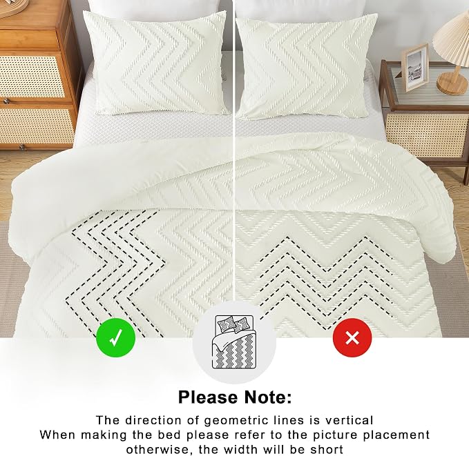 Andency Ivory Twin/Twin XL Comforter Set, Boho Soft Warm Cute Comforter Twin - Image 5
