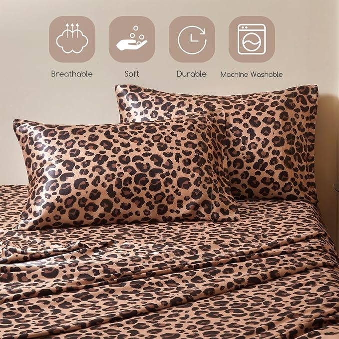 MR&HM Satin Bed Sheets, Twin Size Sheets Set - Image 6
