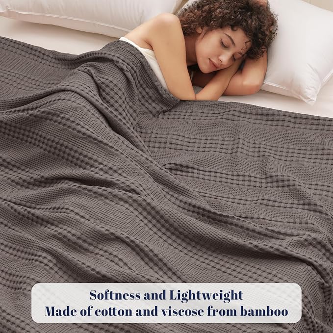 PHF Cooling Waffle Blanket Twin Size, Lightweight 60% Rayon from Bamboo & 40% - Image 2