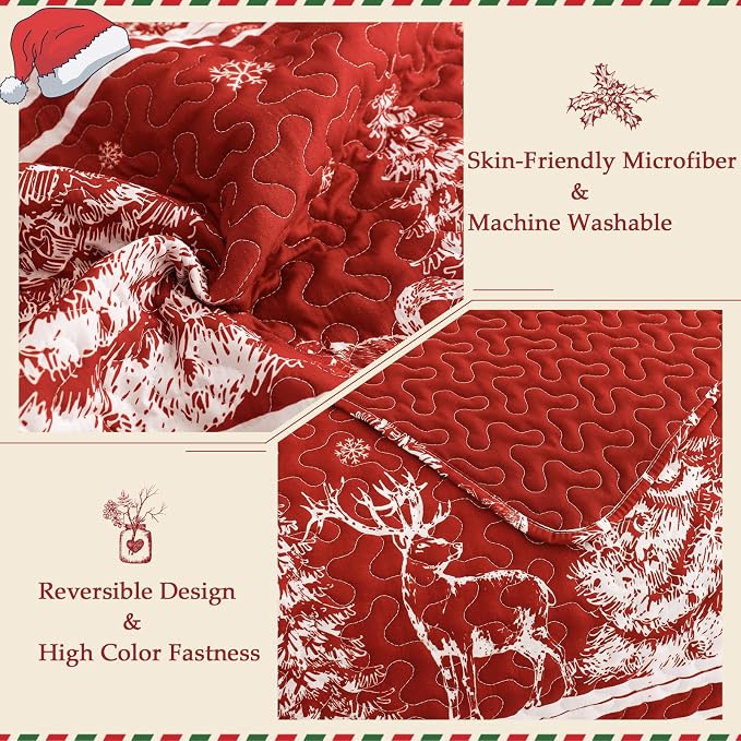 Exclusivo Mezcla Reversible Christmas Quilts Twin Size - Image 3